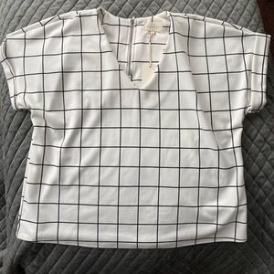 Melloday White and black striped blouse - Large